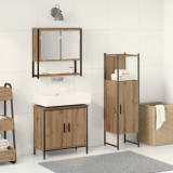 Set de Mobilier pentru Baie din 3 Piese Stejar Artizanal Lemn Prelucrat