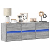 Cumpara ieftin Comodă TV de perete cu lumini LED, gri sonoma, 130x31x45 cm
