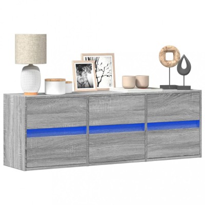 Gossi comoda tv de perete cu lumini led, gri sonoma, 130x31x45 cm foto