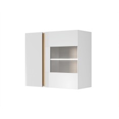 Vitrina suspendabila pal alb maro stejar grandson alb lucios City 96.5x40x82.5 cm