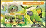 Timbre Burkina Faso 2022, Fauna Africana, Papagali Colita, Colectie, Tematica Animale, Posta
