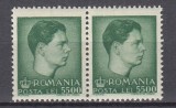 ROMANIA 1947 LP 212 MIHAI FORMAT MARE SI MIC EROARE VALOAREA 5500 LEI VERDE PERECHE QM IN LOC DE OM DIN ROMANIA TIMBRUL DIN STANGA STARE MNH