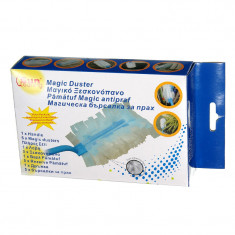 Pamatuf pentru praf Magic Duster, 1 maner + 4 rezerve, microfibre pufoase care retin praful