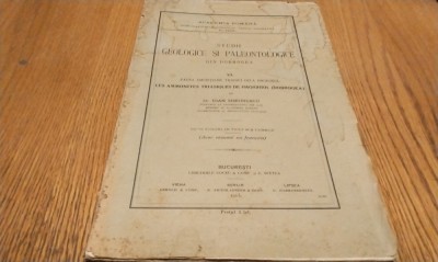 STUDII GEOLOGICE SI PALEONTOLOGICE DIN DOBROGEA - VI. Fauna Amonitilor Triasici dela HAGIGHIOL - Ioan Simionescu - 1913, 100 p.+ IX tabele foto