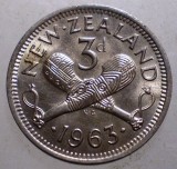 B.436 NOUA ZEELANDA NEW ZEALAND ELIZABETH II 3 PENCE 1963 XF/AUNC