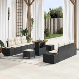 VidaXL Set de canapele pentru grădină cu pernă 9 pcs Negru Rattan poli