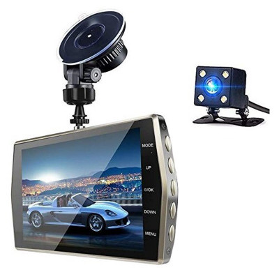 Resigilat Camera Video Auto DVR Dubla FullHD Techstar&amp;reg; T667 Unghi 170&amp;deg; Display 4&amp;quot;, Senzori Miscare si Night Vision foto