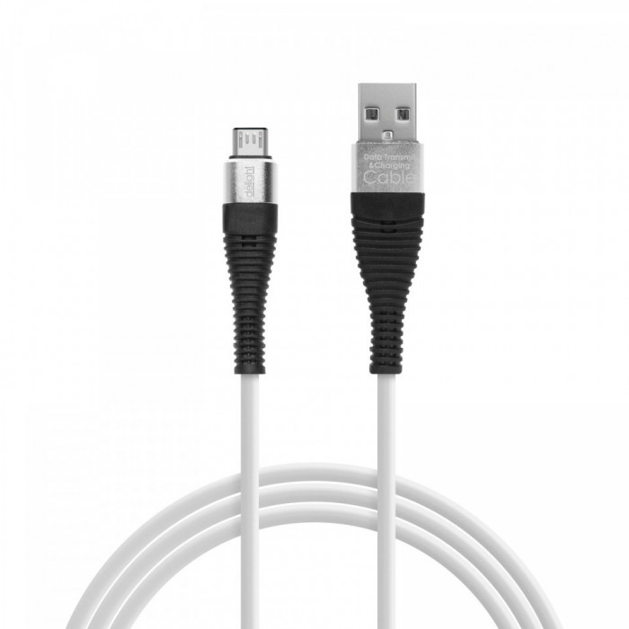 Delight - Cablu de date &ndash; Micro USB, &icirc;nveliş siliconic, 4 culori, 2 m