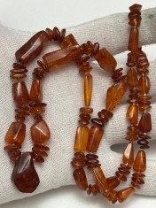 COLIER CHIHLIMBAR Natural - AMBRA - Tip Baltic cu model - 75 cm - Vintage !