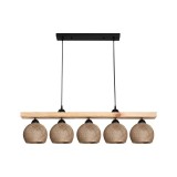 Cumpara ieftin Lampa Salote, Pako World, E27, 5 becuri, Maro-Natural, 100x18x24 cm