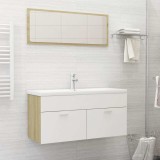 Set mobilier baie, 2 piese, alb și stejar sonoma, PAL