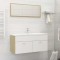 Set mobilier baie, 2 piese, alb și stejar sonoma, PAL