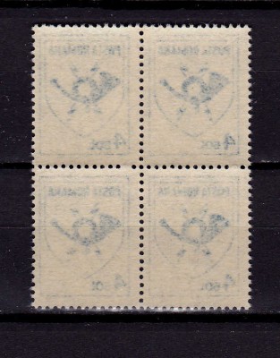 ✅RO 1991 LP 1253 &amp;quot;Emblema Postei&amp;quot; , serie bloc de 4 cu EROARE - abklatsch,MNH foto