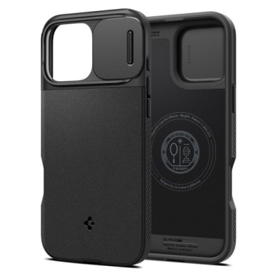 Husa iPhone 16 Pro - Spigen Optik Armor MagSafe - Black foto