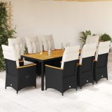 Cumpara ieftin Gossi set mobilier de gradina cu perne, 9 piese, negru, poliratan