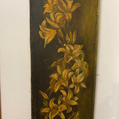 tablou Flori de crin, 1914, deosebit, 100x30 cm ulei pe panza semnat Tituca