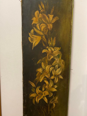 tablou Flori de crin, 1914, deosebit, 100x30 cm ulei pe panza semnat Tituca foto