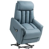 HOMCOM Fotoliu Electric cu Ridicare, Reglabil p&acirc;nă la 145&deg;, cu Telecomandă, 80x94x104 cm, Albastru Deschis | Aosom Romania