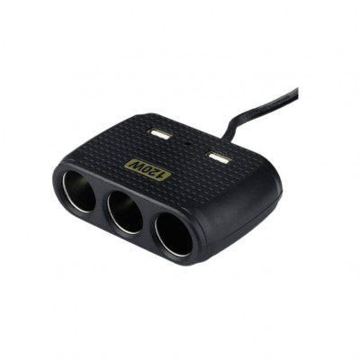 Priza Auto, KlaussTech, 3 Intrari, 2xUSB, Conectare la Bricheta Auto, 120W, Negru foto