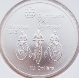 28 Canada 10 Dollars 1974 Montreal Cycling km 95 argint, America de Nord