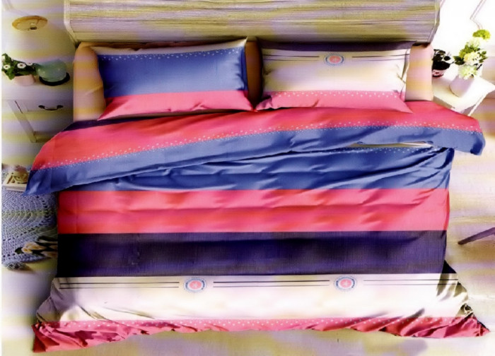Lenjerie de pat pentru o persoana cu husa de perna dreptunghiulara, Delia, bumbac mercerizat, multicolor