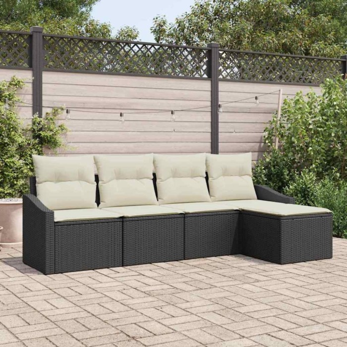 vidaXL Set de canapele pentru grădină 5 pcs Negru Rattan poli 3346677