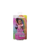 Barbie papusa chelsea blonda cu rochita roz cu buline