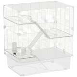 PawHut Cușcă pentru Rozătoare cu Multe Niveluri și Accesorii Incluse, 73x47x80 cm, Alb | Aosom Romania