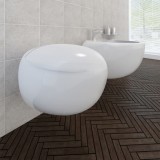 Set de toaletă &amp; bideu suspendate pe perete, alb, ceramică