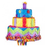 Pinata Tort Aniversar / Birthday Cake pentru Petrecere, Flippy, din Hartie si Carton, Pinata pentru Petreceri, 32 x 28 x 28 cm, Multicolor