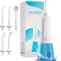 Cdless Water Flosser, TUREWELL 300ml Portable Water Dental Pick, 3 moduri de irigare orala cu 5 duze multifunctionale, IPX7 Waterproof, USB ReincargCd