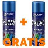 Vopsea spray universala efect metalic Bostik Super Color, lucios, interior/exterior, 400 ml 1 + 1 GRATIS