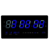 Ceas digital de perete cu temperatura si data, LED-uri culoare albastra JH4622