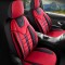 Set Huse Scaune Auto pentru Renault Fluence - Panda Toronto, tip Alcantara, cu fermoare pentru bancheta rabatabila, rosu negru, 11 piese