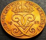 Cumpara ieftin Moneda istorica 2 ORE - SUEDIA, anul 1939 *cod 1339 B = GUSTAF V