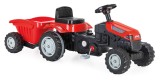 Tractor cu Pedale si Remorca XXL Rosu MalPlay 110740, Scaun Reglabil, Claxon, +3 Ani, Jucarii Gradina