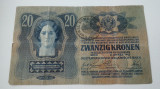 BANCNOTA AUSTRIA UNGARIA, 20 COROANE 1913 TMBRU SPECIAL ROMANIA