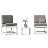 Set mobilier gradina Gossi, 3 piese, lemn masiv pin, alb, masa + 2 scaune, terasa/curte