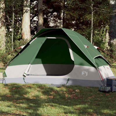 vidaXL Cort de camping cupolă pentru 2 persoane, verde, impermeabil foto
