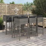 Set mobilier bar de gradina cu perne, 7 piese, gri, poliratan GartenMobel Dekor, vidaXL