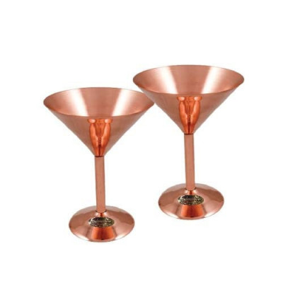 Set 2x Cupe Martini, Cocktailuri, Sampanie din Cupru Solid foto