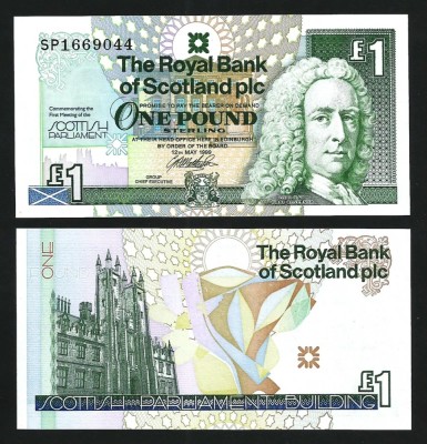 !!! SCOTIA - 1 POUND 1999 , COMM - P 360 - UNC / PRIMA INTALNIRE A PARLAMENTULUI SCOTIAN foto