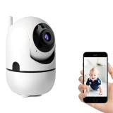 Camera IP WiFi, rotativa la 360&deg;, Full HD, Night Vision, notificari telefonice, alb