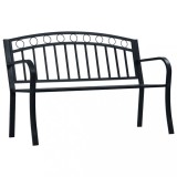 Cumpara ieftin Bancă de grădină, negru, 125 cm, oțel