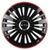 Set 4 Capace Roti pentru Matiz, model Falcon Black Cu Rama Rosie, R16, MATIZ