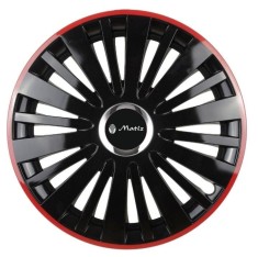 Set 4 Capace Roti pentru Matiz, model Falcon Black Cu Rama Rosie, R16, MATIZ