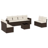 Cumpara ieftin Set canapele de gradina cu perne, 9 piese, maro, poliratan