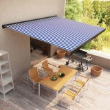 Copertina Motorizata Casetata vidaXL, 400 x 300 cm, Albastru/Alb - Protectie Solara Retractabila, Gradina/Terasa