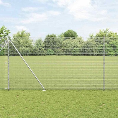 Gard din Fier Sudat cu 7 Poste Spike 1.5x10 m Oțel Galvanizat foto
