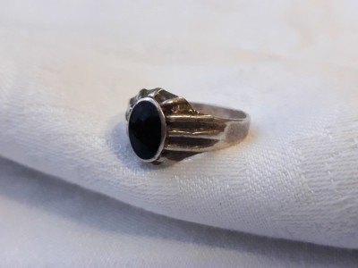 argint INEL WW2 cu ONIX de colectie RAR patina MINUNATA splendid DE EFECT superb foto